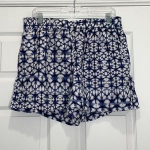 Pure Navy White & Blue Tie Dye Linen Shorts